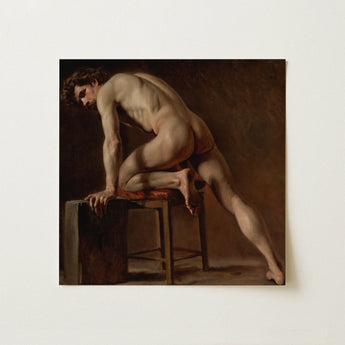 Study of a Nude Man - Gustave Courbet Art Print / Canvas, 12x12’’ / 31x31cm / Unframed / no Border, Posters Prints & Visual Artwork, Toby