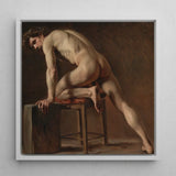 Study of a Nude Man - Gustave Courbet Art Print / Canvas Framed Classical Oil Painting Male Figure Dynamic Courbet’s, Naked Form, Capturing
