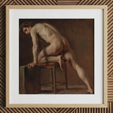Study of a Nude Man - Gustave Courbet Art Print / Canvas Framed Classical Oil Painting Male Figure Dynamic Courbet’s, Naked Form, Capturing