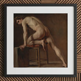 Study of a Nude Man - Gustave Courbet Art Print / Canvas Framed Classical Oil Painting Male Figure Dynamic Courbet’s, Naked Form, Capturing