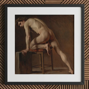 Study of a Nude Man - Gustave Courbet Art Print / Canvas Framed Classical Oil Painting Male Figure Dynamic Courbet’s, Naked Form, Capturing