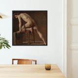 Study of a Nude Man - Gustave Courbet Art Print / Canvas Framed Classical Painting Male Figure Dynamic Pose Courbet’s, Naked Form,