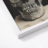 Study of a Human Skull Art Print / Canvas Framed Black-and-white Photograph Textured Stone-like Visible Teeth Bone Meets Lens, Prints