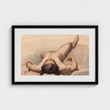 Study of a Male Nude - William Mulready Art Print / Canvas, Mulready’s, Lays, Bare, Recumbent Figure, Mapped, Victorian Academic