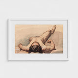 Study of a Male Nude - William Mulready Art Print / Canvas, Mulready’s, Lays, Bare, Recumbent Figure, Mapped, Victorian Academic