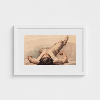 Study of a Male Nude - William Mulready Art Print / Canvas, Mulready’s, Lays, Bare, Recumbent Figure, Mapped, Victorian Academic