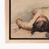 Study of a Male Nude - William Mulready Art Print / Canvas Framed Classical Sketch Figure Dark, Mulready’s, Lays, Bare, Recumbent, Mapped,