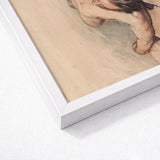 Study of a Male Nude - William Mulready Art Print / Canvas White Framed Artwork Figure Dark Hair Soft, Mulready’s, Lays, Bare, Recumbent,