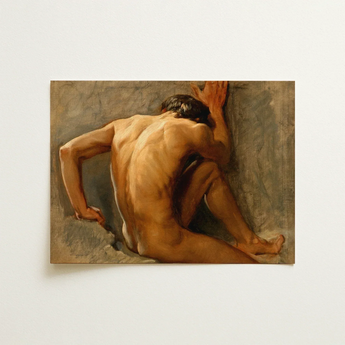 Study of a Nude Man - August Andreas Jerndorff Fine Art Print / Canvas Baltic Oysters Cracked, Northern Oil Painted Prints