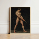 Study of a Nude Man - Follower Pierre Narcisse Guerin Art Print / Canvas Framed Classical Painting Male Figure Dynamic Pose Striking, Raw