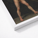 Study of a Nude Man - Follower Pierre Narcisse Guerin Art Print / Canvas White Framed Classical Painting Muscular Legs Striking, Raw
