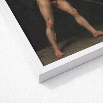 Study of a Nude Man - Follower Pierre Narcisse Guerin Art Print / Canvas White Framed Classical Painting Muscular Legs Striking, Raw