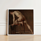 Study of a Nude Man - Gustave Courbet Art Print / Canvas Framed Reproduction Classical Male Figure Painting Rich Courbet’s, Naked Form,