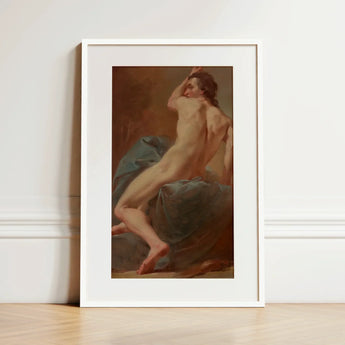 Study of a Seated Male Nude - Ubaldo Gandolfi Art Print / Canvas, Prints