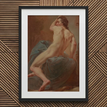 Study of a Seated Male Nude - Ubaldo Gandolfi Art Print / Canvas, Prints