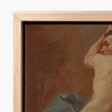 Light Wood-framed Canvas Print Classical Painting Nude Figure Seated Male, Seizes, Italian Baroque Body, Mid-coil, Anatomical Draftsmanship