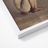 Study of a Seated Nude Young Man - Laszlo Mednyanszky Art Print / Canvas Framed Painting Figure Earthy Tones Enclosed Sleek, László