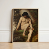 Study of Adam for Paradise - Alexandre Cabanel Fine Art Print / Canvas Framed Classical Painting Nude Male Figure Dark Curly, Cabanel’s,