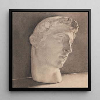 Study of a Plaster Head - Jan Veth Art Print / Canvas, 12x12’’ / 31x31cm / Black Frame, Posters Prints & Visual Artwork, Toby Leon