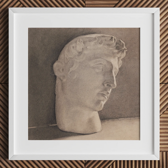 Study of a Plaster Head - Jan Veth Art Print / Canvas, 12x12’’ / 31x31cm / White Frame / Matboard, Posters Prints & Visual Artwork, Toby