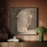 Study of a Plaster Head - Jan Veth Art Print / Canvas Framed Charcoal Sketch Classical Marble Bust Rendered Soft, Veth’s, Opens,
