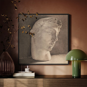 Study of a Plaster Head - Jan Veth Art Print / Canvas Framed Charcoal Sketch Classical Marble Bust Rendered Soft, Veth’s, Opens,