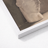 White-framed Artwork Sepia-toned Sketch Classical Marble Bust Plaster Head, Jan Veth’s Study, Opens, Chalk-white Highlight Tracing, Surface