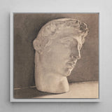 Study of a Plaster Head - Jan Veth Art Print / Canvas Sepia-toned Pencil Sketch Classical Marble Bust Framed White, Veth’s, Opens,