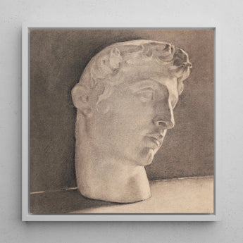 Study of a Plaster Head - Jan Veth Art Print / Canvas Sepia-toned Pencil Sketch Classical Marble Bust Framed White, Veth’s, Opens,