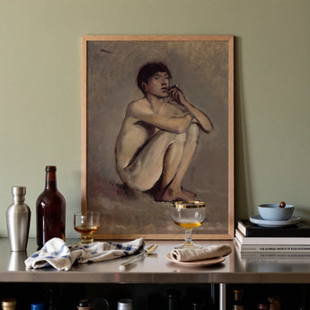 Study of a Seated Nude Young Man - Laszlo Mednyanszky Art Print / Canvas, Posters Prints & Visual Artwork, Toby Leon