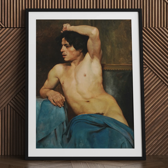 Studie eines halbaktigen Mannes – Edouard Joseph Dantan Kunstdruck / Leinwand, 24x32’’ / 61x81cm / Schwarzer Rahmen / Passepartout, Poster Drucke & Visuals