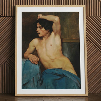Studie eines halbaktigen Mannes – Edouard Joseph Dantan Kunstdruck / Leinwand, 24x32’’ / 61x81cm / Naturrahmen / Passepartout, Poster Drucke & Visuals