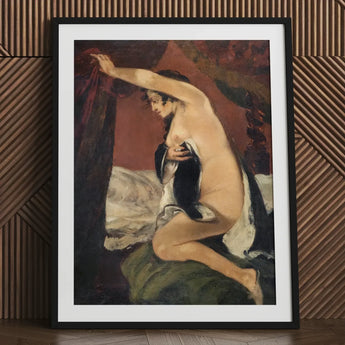 Study for Venus - Gustave Courbet Art Print / Canvas Black-framed Nude Woman Classical Style Rich Jean-désiré-gustave Builds, Heavy Curtain