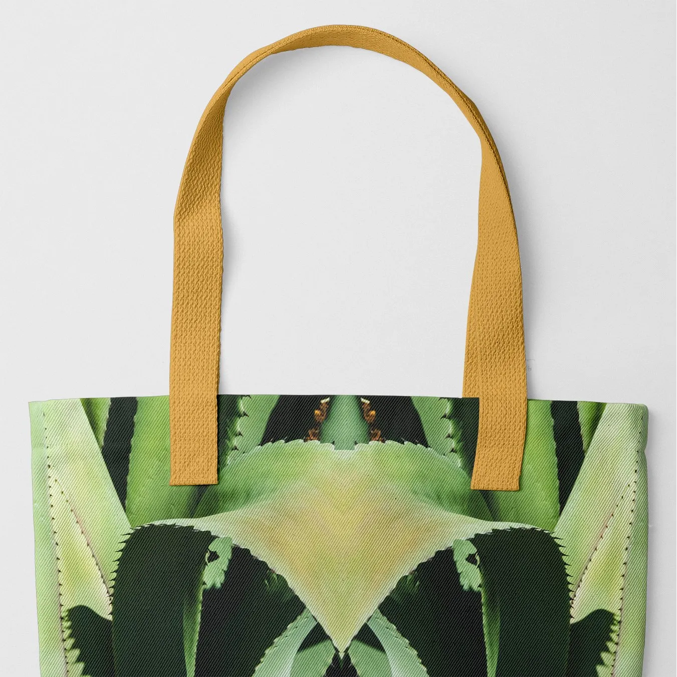 Oh So Succulent Tote - Heavy Duty Reusable Grocery Bag - Yellow Handles - Shopping Totes - Aesthetic Art