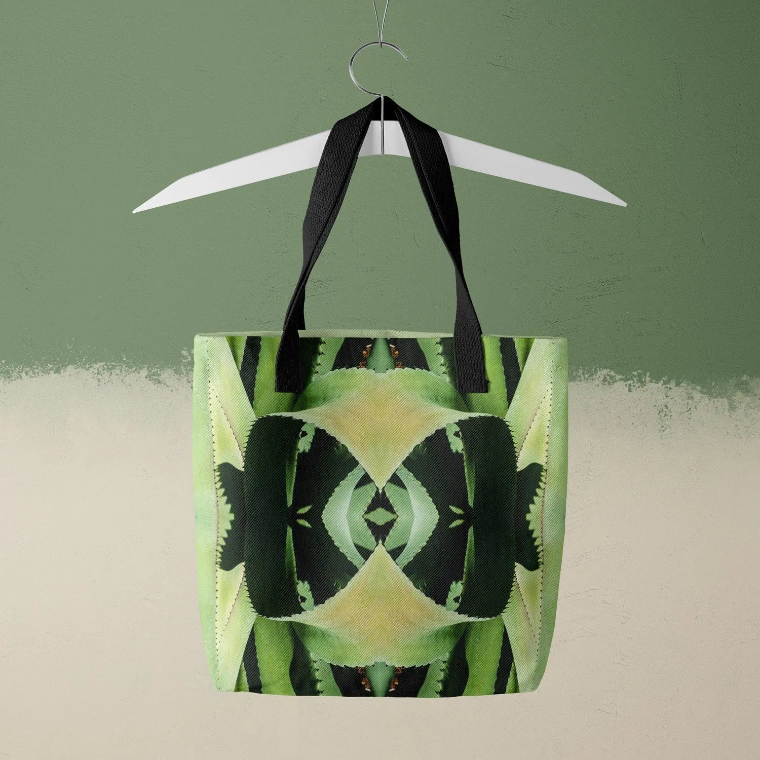 Oh So Succulent Tote - Heavy Duty Reusable Grocery Bag - Black Handles - Shopping Totes - Aesthetic Art