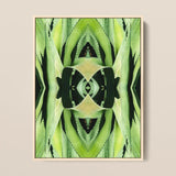 Oh so Succulent - Trippy Botanical Op Art Print / Canvas Framed Abstract Symmetrical Mirrored Green Cactus Humble Aloe Reborn, Modern,