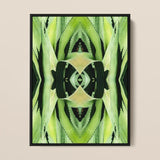 Oh so Succulent - Trippy Botanical Op Art Print / Canvas Framed Abstract Symmetrical Mirrored Green Humble Aloe Reborn, Modern,