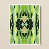Oh so Succulent - Trippy Botanical Op Art Print / Canvas Framed Abstract Symmetrical Mirrored Green Humble Aloe Reborn, Modern,