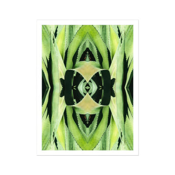 Oh so Succulent - Trippy Botanical Op Art Print / Canvas Kaleidoscopic Green Pattern Created Mirrored Agave Plant Leaves Humble Aloe