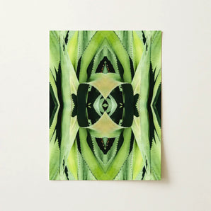 Oh so Succulent - Trippy Botanical Op Art Print / Canvas Vibrant Green Black Symmetrical Artwork Mirrored Aloe Vera Humble Reborn, Modern,