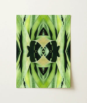 Vibrant Green Black Symmetrical Artwork Mirrored Aloe Vera Humble Reborn, Trippy Modern Botanical, Chlorophyll-infused Kaleidoscope