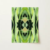 Oh so Succulent - Trippy Botanical Op Art Print / Canvas Vibrant Green Black Symmetrical Artwork Mirrored Aloe Vera Humble Reborn, Modern,