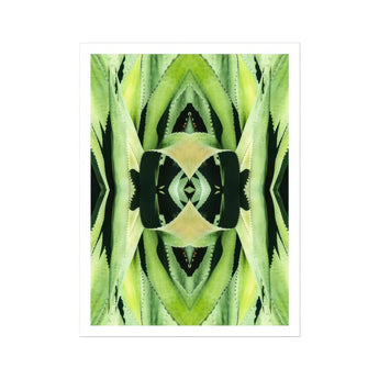 Oh so Succulent - Trippy Botanical Op Art Print, Kaleidoscopic Green Pattern Created Mirrored Agave Plant Leaves
