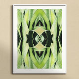 Oh so Succulent - Trippy Botanical Op Art Print, Symmetrical Green Abstract Pattern Kaleidoscopic Botanical Design