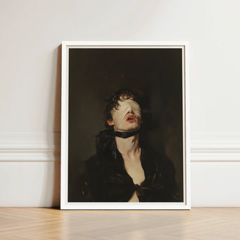 Framed Art Print Dramatic Portrait Person Eyes Covered Gay Bdsm, Surrender Wrapped, Neo-victorian