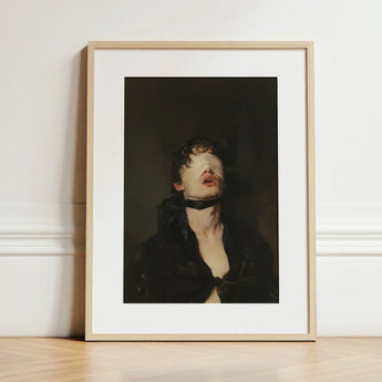 Suck it Up - Neo-victorian Gay Bdsm Art Print / Canvas Framed Dark-toned Portrait Person Eyes Covered, Surrender Wrapped, Prints