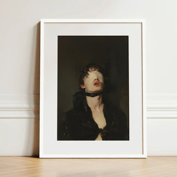 Suck it Up - Neo-victorian Gay Bdsm Art Print / Canvas Framed Dark Moody Portrait Person Eyes, Surrender Wrapped, Prints