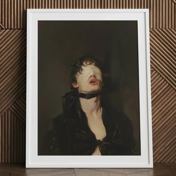 Suck it Up - Neo-victorian Gay Bdsm Art Print / Canvas White-framed Person Eyes Covered White Tape, Surrender Wrapped, Prints