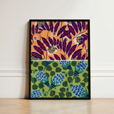 Framed Artwork Vibrant Two-toned Botanical Print Deep Red Art, Suggestions Pour