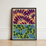 Framed Art Print Vibrant Botanical Design Deep Red, Suggestions Pour